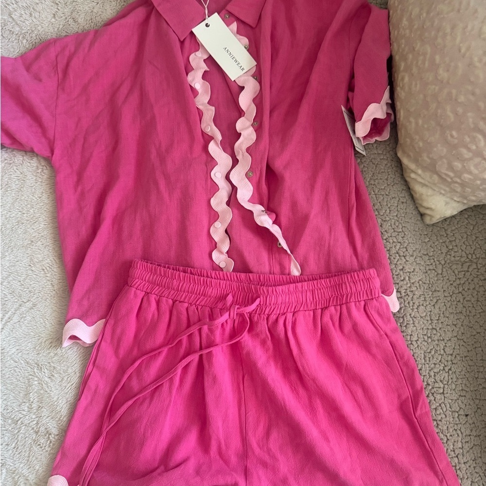 Womens short Set with Ruffle Trim